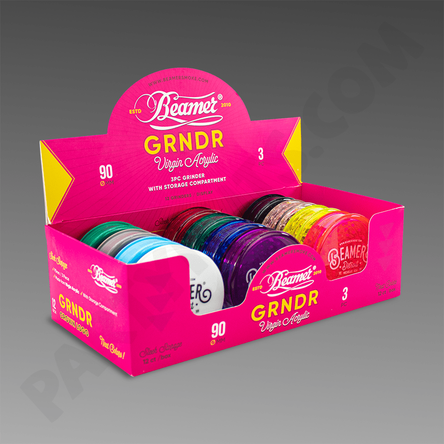 Beamer Acrylic Grinder 90mm 3pc 12ct Crown Logo